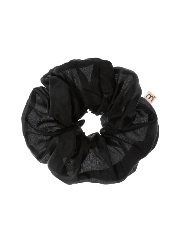 Mon Mou Супер об'ємна резинка з натурального шовку Silk Volume Scrunchie Чорна 1 шт