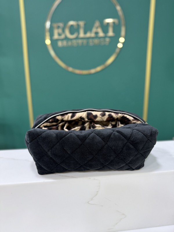ECLAT Косметичка текстильна для Дайсон з карманами 35 см Чорна з леопардом