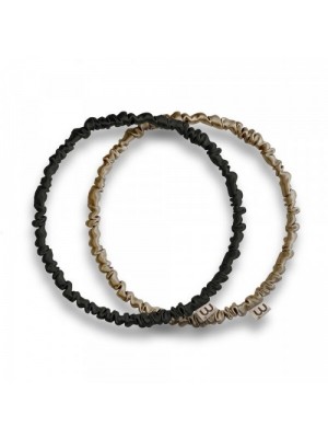 Mon Mou Thin Silk Hair Hoop Kit Набір Обруч-Резинка, Чорний-Бежевий 2 шт