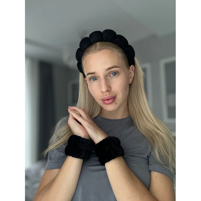 No Brand Набор для умывания Обруч и Напульсники Черный