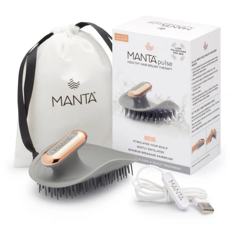 MANTA Массажная щетка для волос серая Healthy Hair Pulse Brush with Shower Holder - фото 3