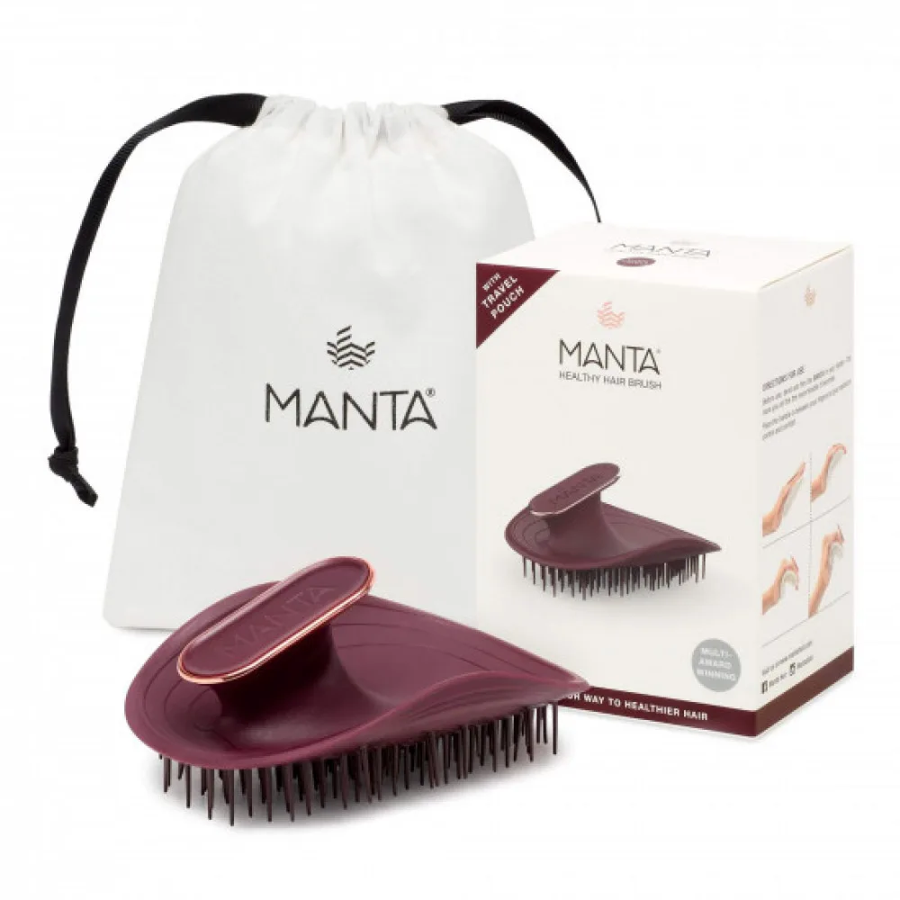 MANTA Щетка для волос бургунд Healthy Hair Brush Burgundy/Rose Gold - фото 3