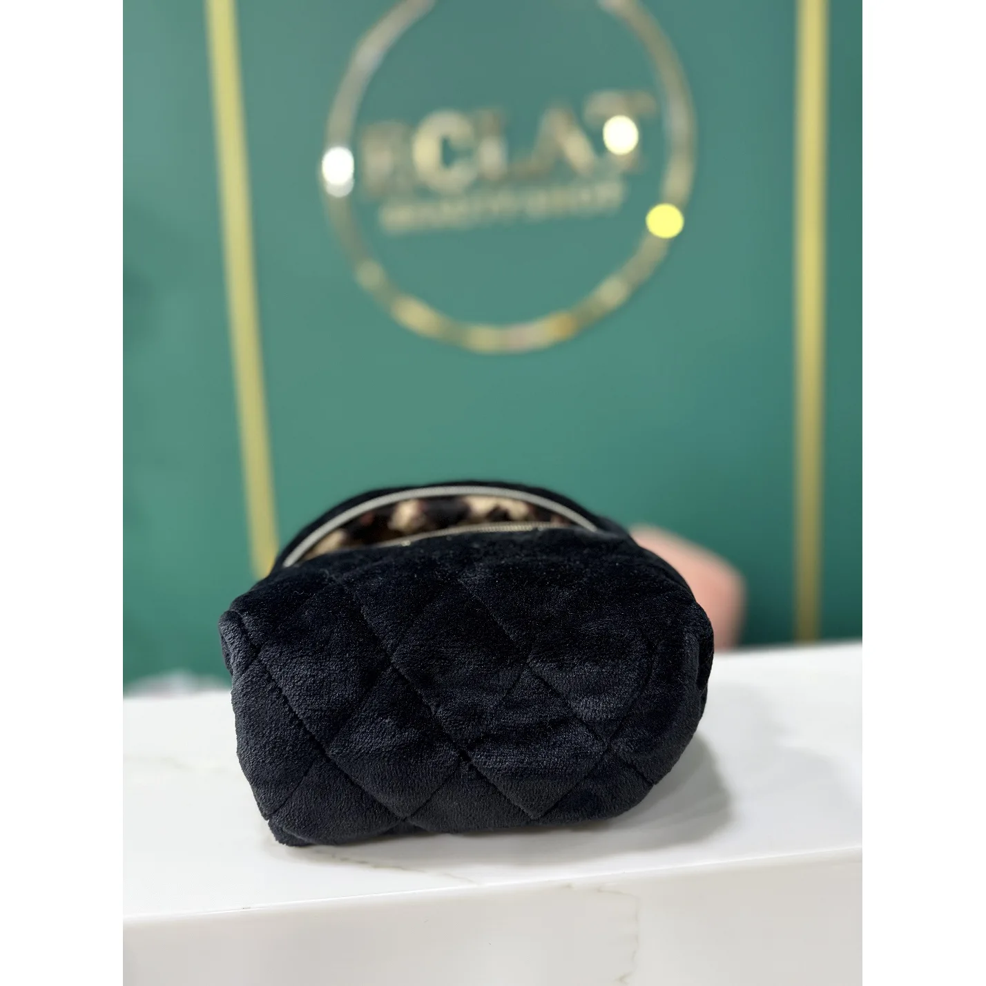 ECLAT Косметичка текстильная маленькая 17 см Черная с леопардом