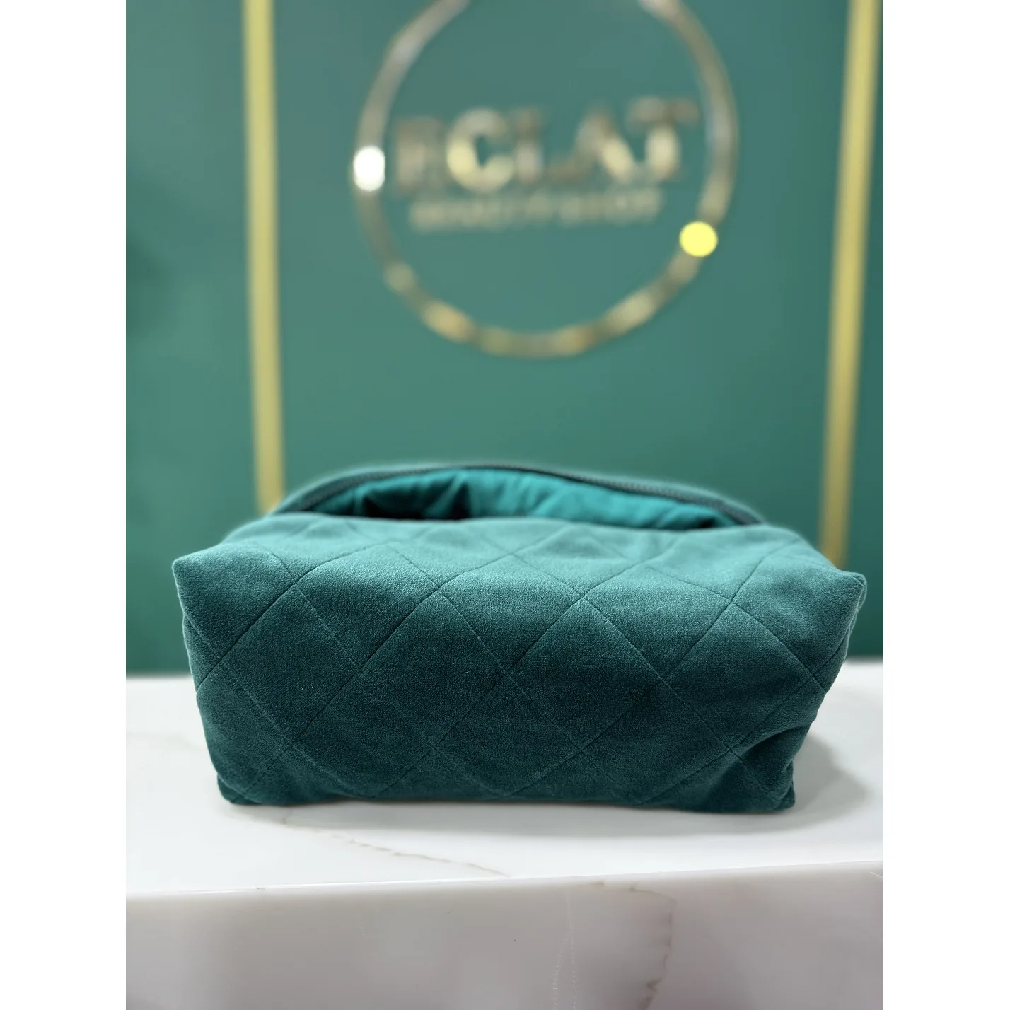 ECLAT Косметичка текстильная средняя 24 см Зеленая с зеленым