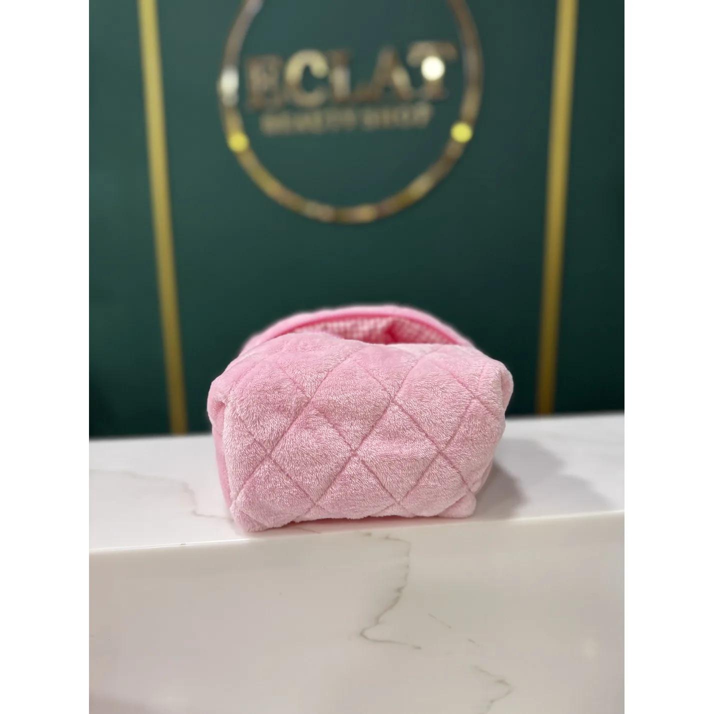 ECLAT Косметичка текстильная маленькая 17 см Розовая с Розовой клеткой