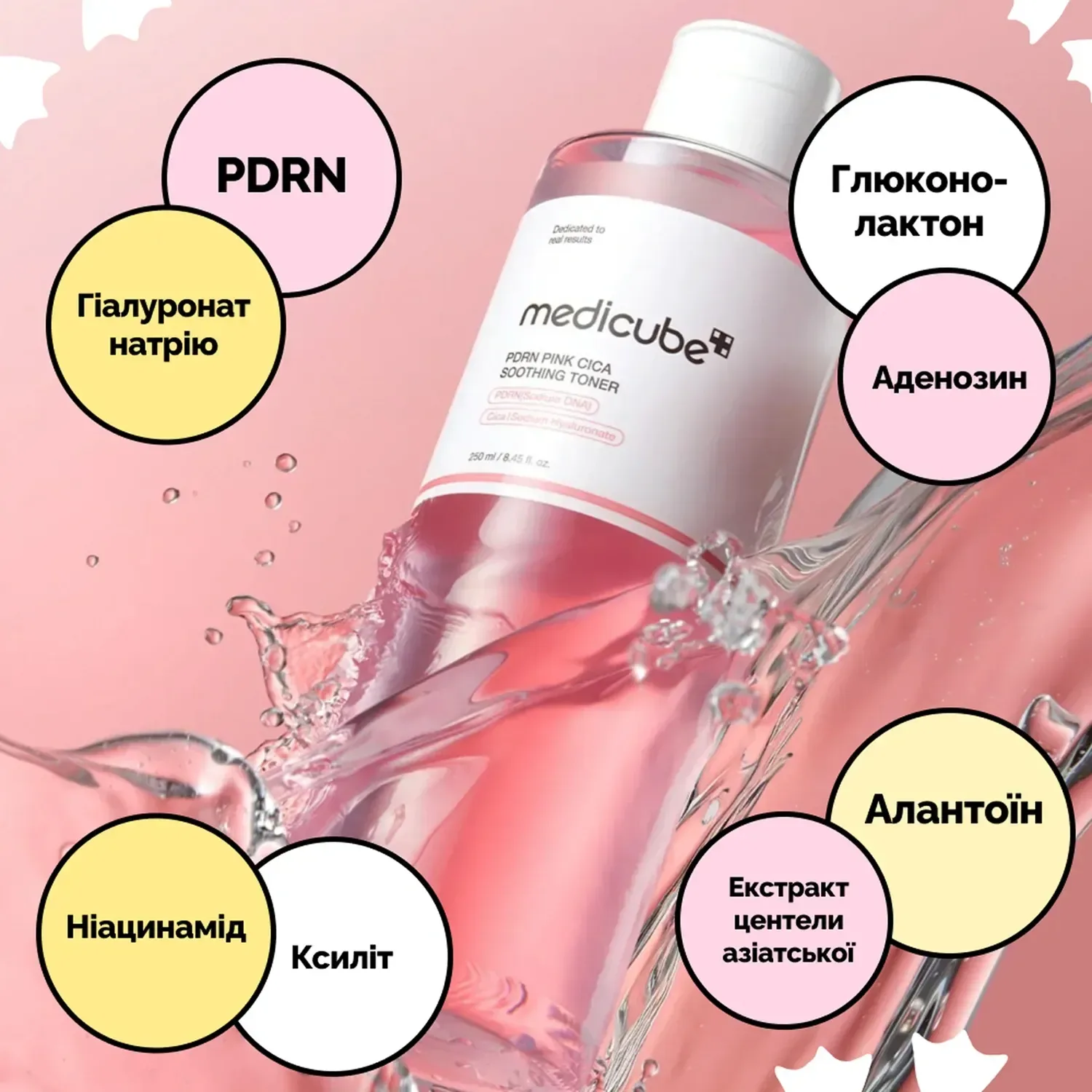 Medicube Успокаивающий тонер с полинуклеотидами и центеллой PDRN Pink Cica Soothing Toner 250 мл - фото 5