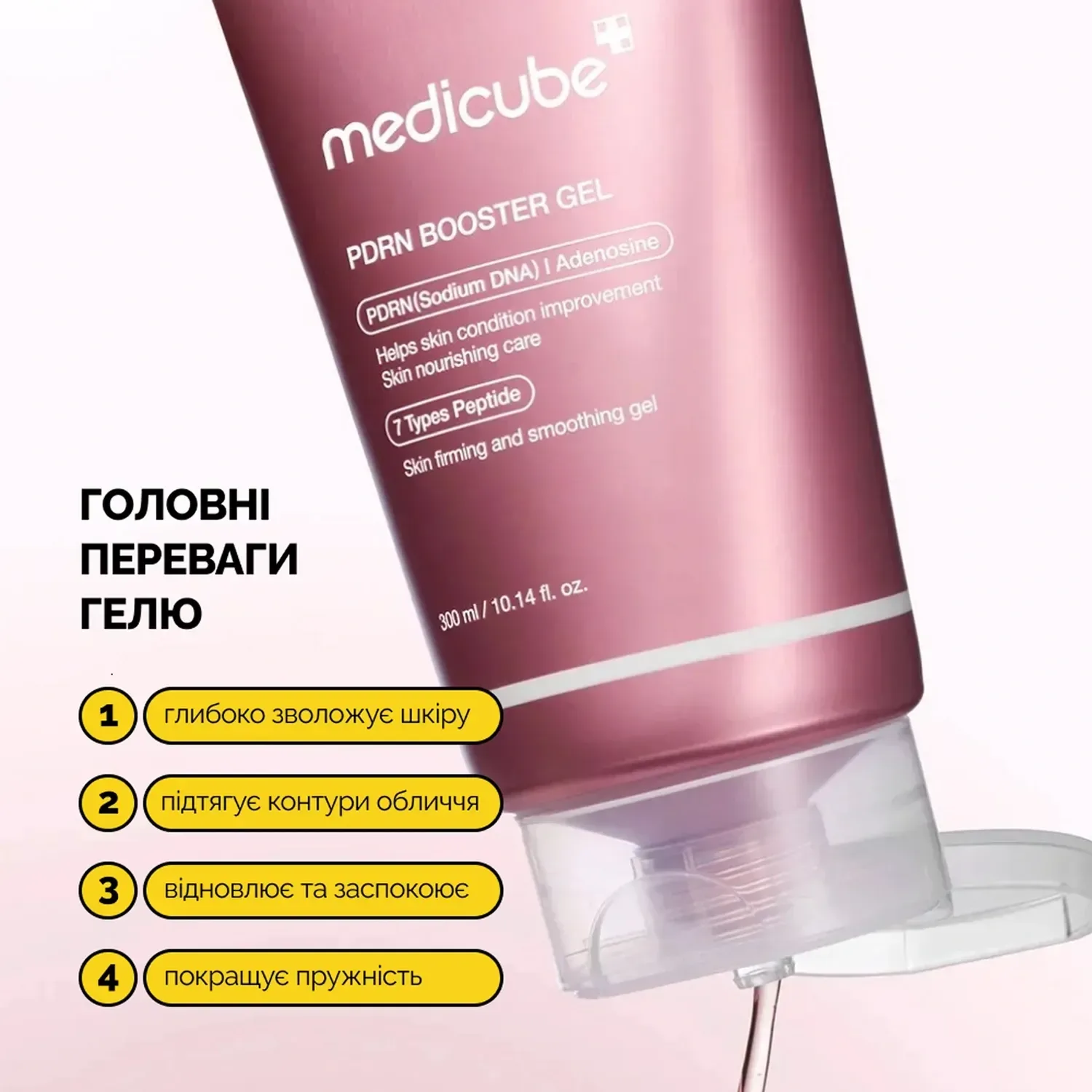 Medicube Гель-бустер с полинуклеотидами и пептидами для аппаратных процедур PDNR Booster Gel 300 мл - фото 3