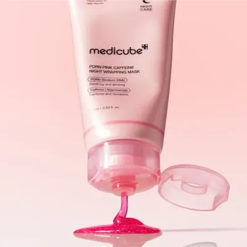 Medicube Ночная маска-пленка с полинуклеотидами и кофеином PDRN Pink Caffeine Night Wrapping Mask 75 мл - фото 2