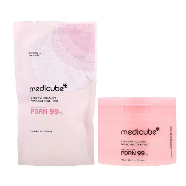 Medicube Тонізуючі гелеві педи з полінуклеотидами та колагеном PDRN Pink Collagen Toning Gel Toner Pad 70 шт