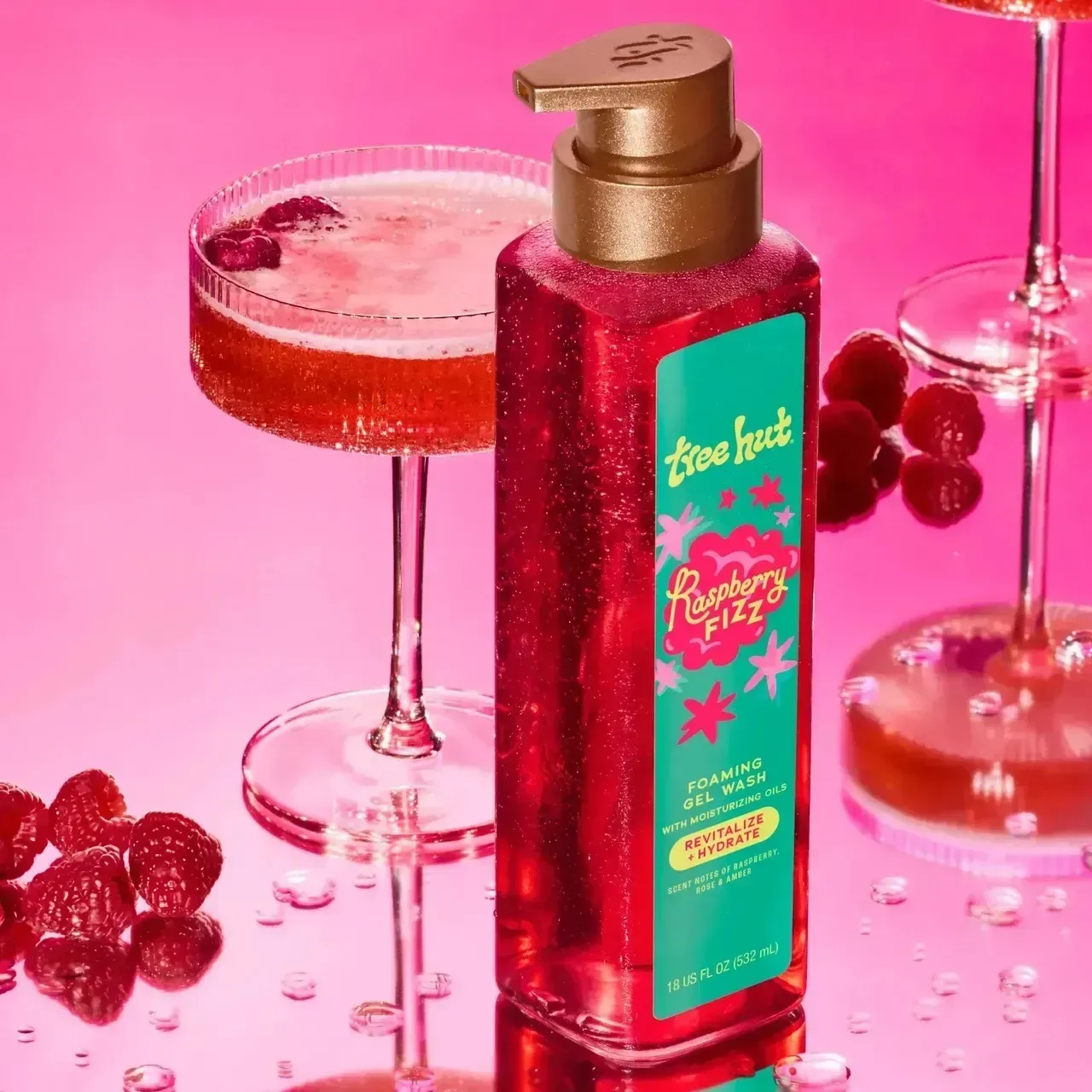 Tree Hut Гель для душа Raspberry Fizz Foaming Gel Wash (New Pump) 532 мл - фото 2