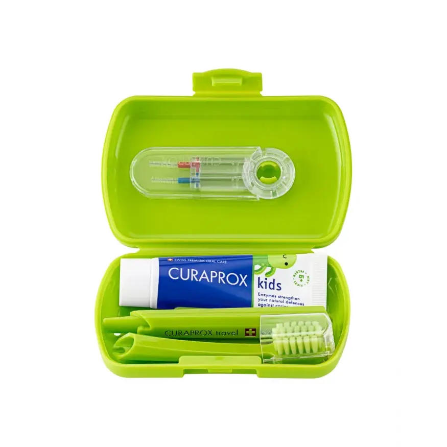 Curaprox Дорожній набір дитячий з 6 до 12 років Travel Set Kids Green - фото 2