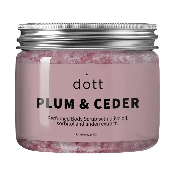 Dott Парфюмерный скраб для тела с маслом оливки, сорбитолом и экстрактом липы PLUM &amp; CEDAR 350 гр