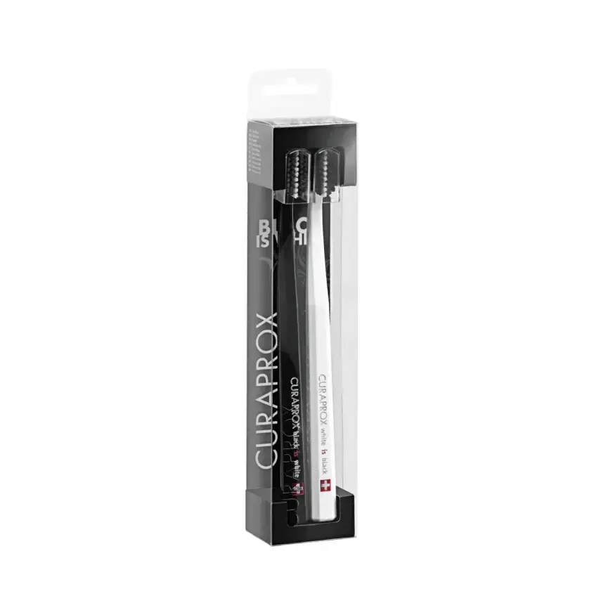 Curaprox Набор зубных щёток чёрная и белая (Ультрамягкие) White is Black CS 5460 Ultra Soft 2 шт - фото 2