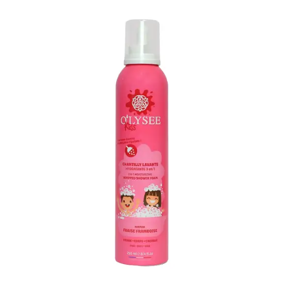 O'lysee Дитяча крем-пінка для купання 3 в 1 з ароматом полуниці та малини Whipped Shower Foam Strawberry & Raspberry 250 мл
