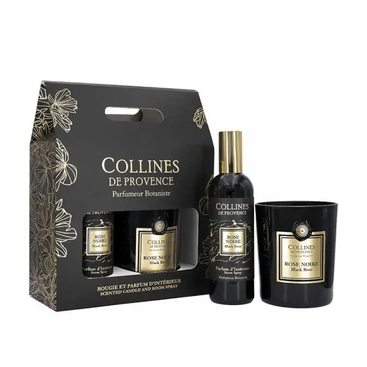 Collines de Provence Подарочный набор (спрей 100 мл, свеча 180 г) Чёрная роза Rose Noir