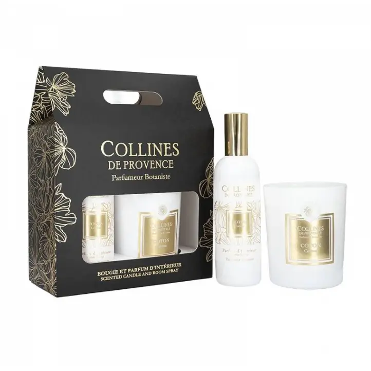 Collines de Provence Подарочный набор (спрей 100 мл, свеча 180 г) Хлопок Coton